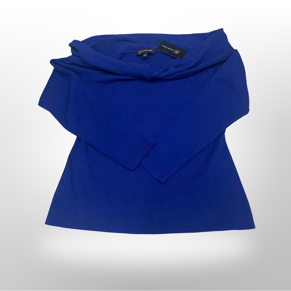 International Concepts Royal Blue Cowl Neck Sweater NWT Sz L preppy casual cozy